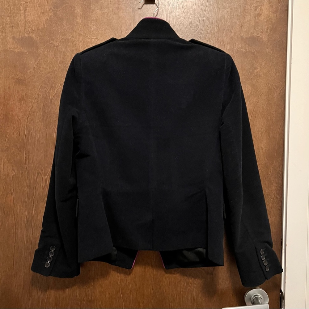 Shanghai Tang Deep Navy Suede Cotton Cashmere Blend Jacket , Size US 10 - Picture 17 of 17